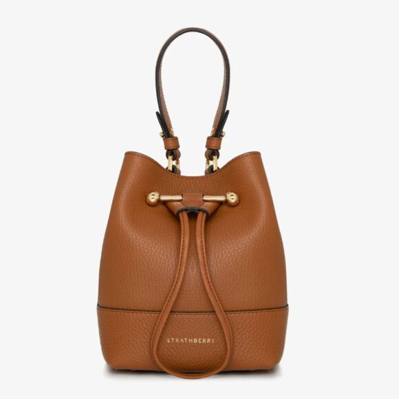 Strathberry Handbags - Strathberry Lana Osette Mini Tan Leather Bucket Bag